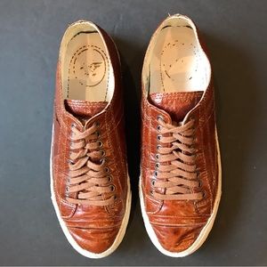 Rare PF Flyers Brown Leather Low Top Sneakers, Size 7